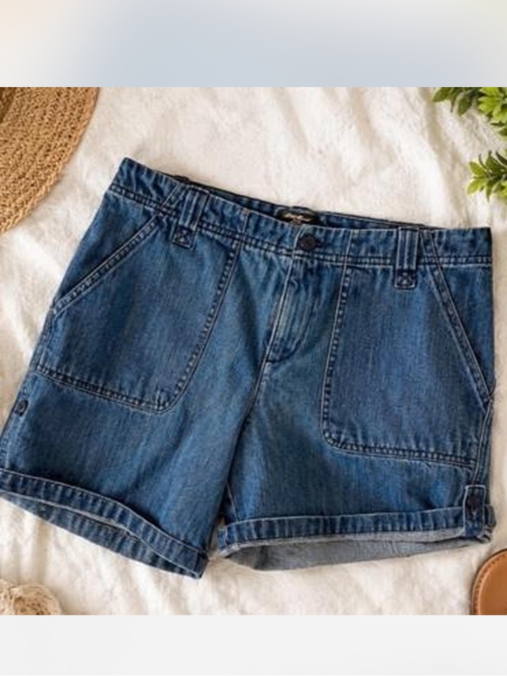 Eddie Bauer Indigo Denim Utility Shorts size 8